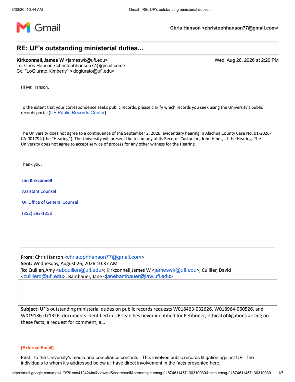 Email 8/26