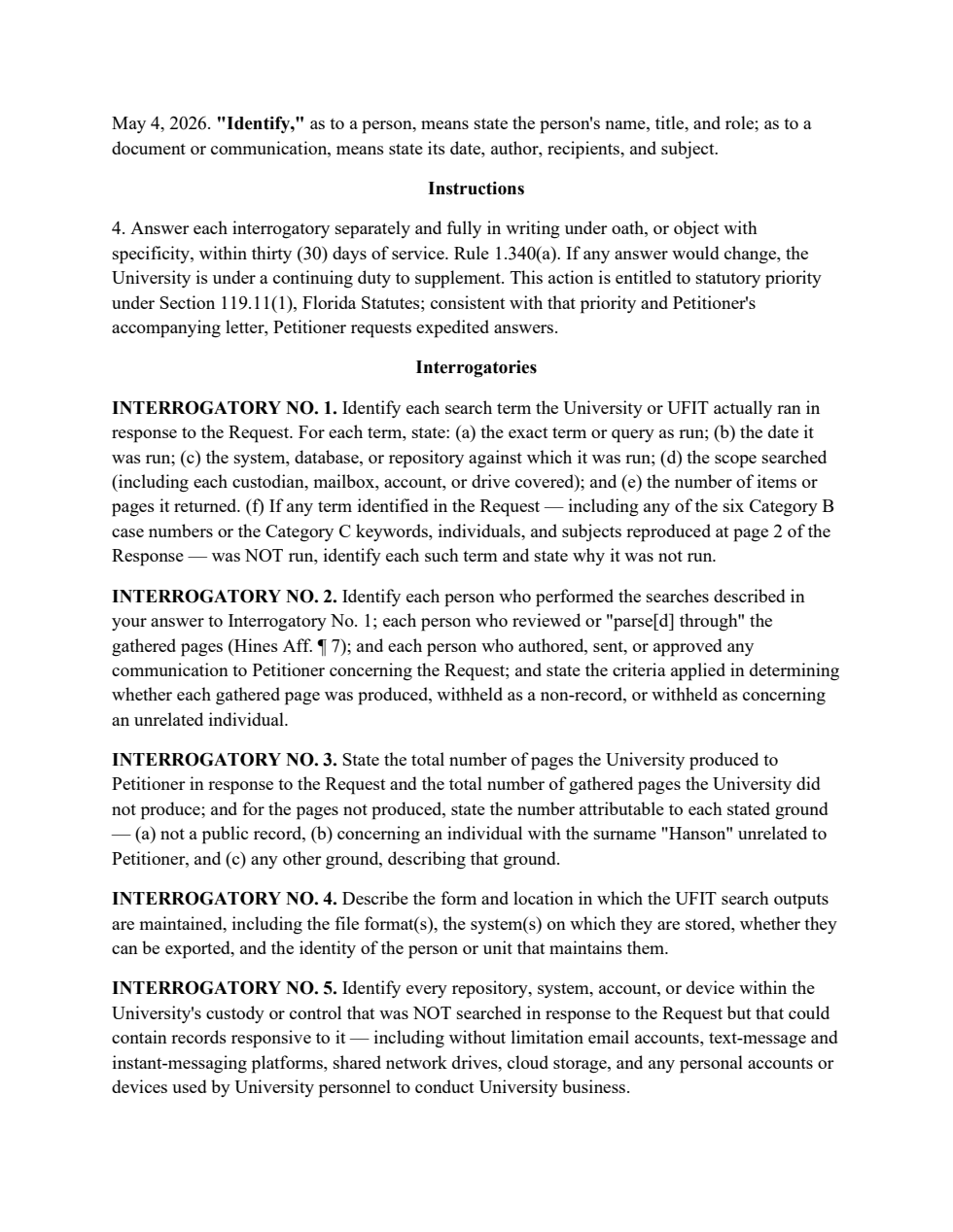 Interrogatories